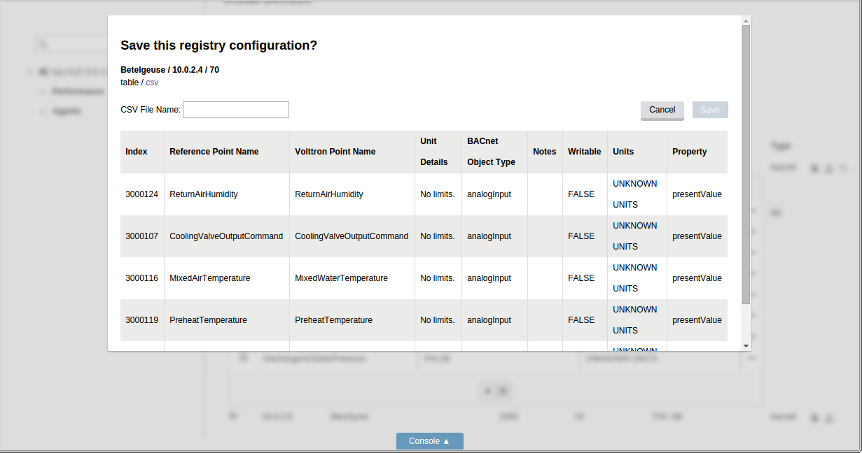 Registry Preview Table