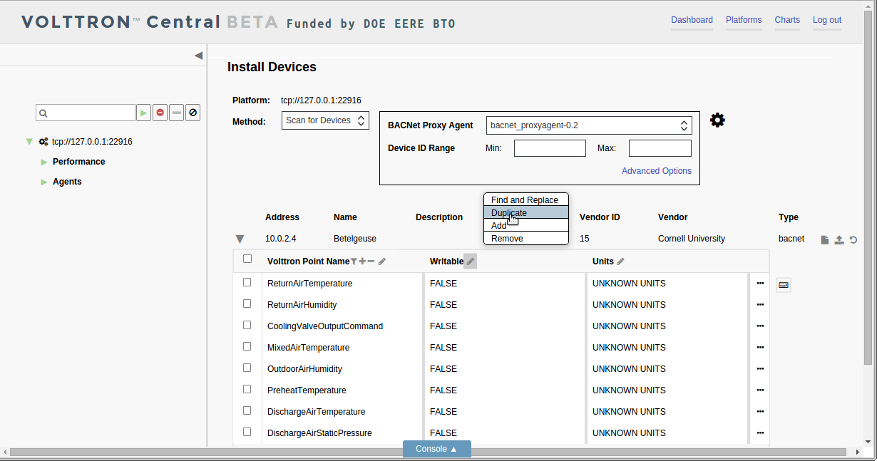 Edit Column Menu